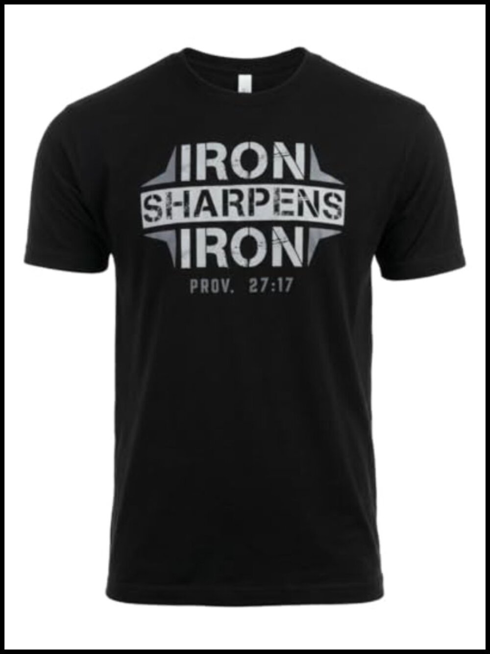 Christian T-Shirt Iron Sharpens Iron Bible Verse Tee Crew Neck